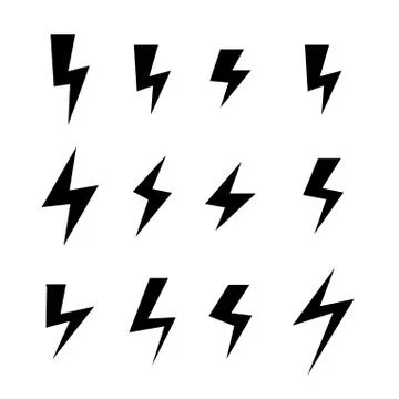 Icon set of thunder bolts, vector Stock Illustration