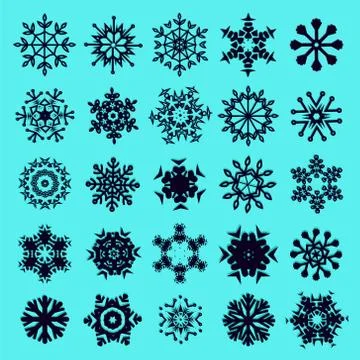 Icon set of vector snowflakes Stock Illustration