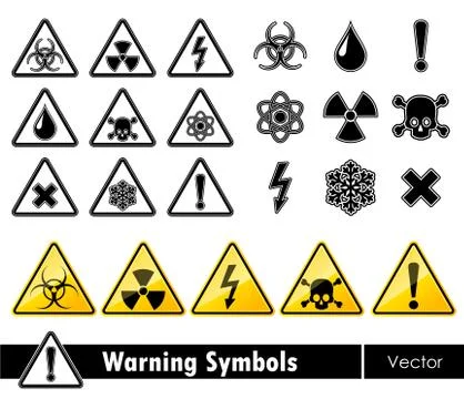 Icon set of warning symbols. 스톡 일러스트
