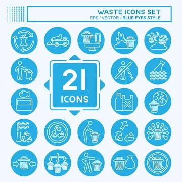Icon Set Waste. related to Environment symbol. blue eyes style. design editab イラスト素材
