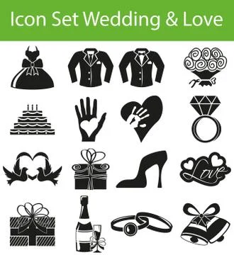 Icon Set Wedding &amp; Love 스톡 일러스트