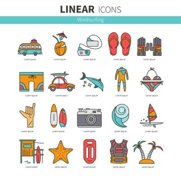 Icon set windsurfing Stock Illustration