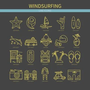 Icon set Windsurfing Stock Illustration