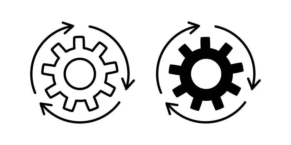 Icon setting parameters, setting the work gear with arrow, fully editable Stock Illustration