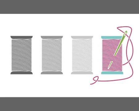 Icon Sewing Thread on Spools. Vector Isolated Coil. Silhouette Stock Illustration