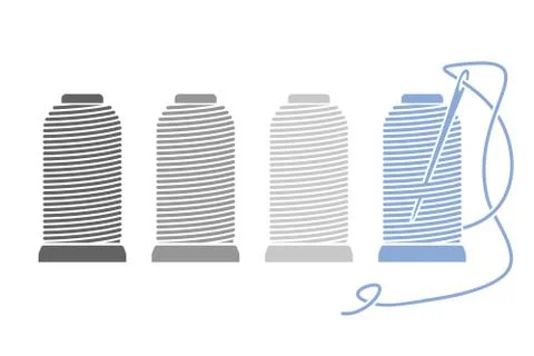 Icon Sewing Thread on Spools. Vector Isolated Coil. Silhouette Stock Illustration