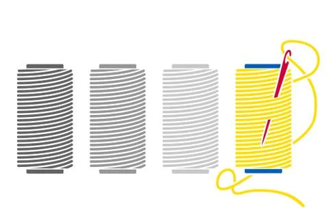 Icon Sewing Thread on Spools. Vector Isolated Coil. Silhouette Stock Illustration