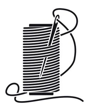 Icon Sewing Thread on Spools. Vector Isolated Coil. Silhouette イラスト素材