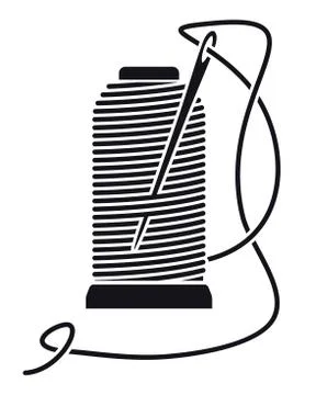 Icon Sewing Thread on Spools. Vector Isolated Coil. Silhouette Stock Illustration