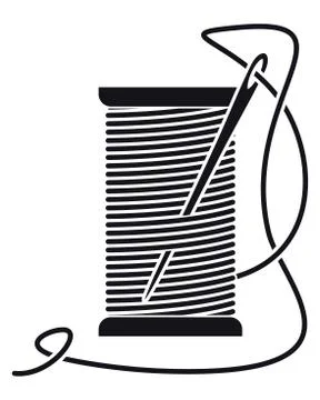 Icon Sewing Thread on Spools. Vector Isolated Coil. Silhouette Stock Illustration