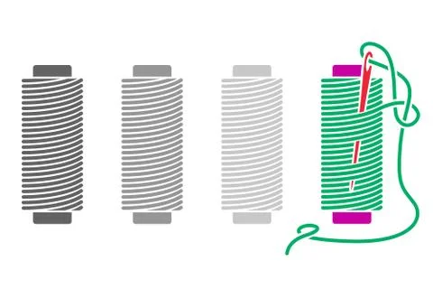 Icon Sewing Thread on Spools. Vector Isolated Coil. Silhouette イラスト素材