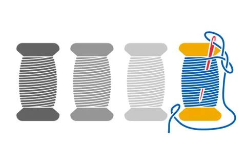 Icon Sewing Thread on Spools. Vector Isolated Coil. Silhouette Stock Illustration