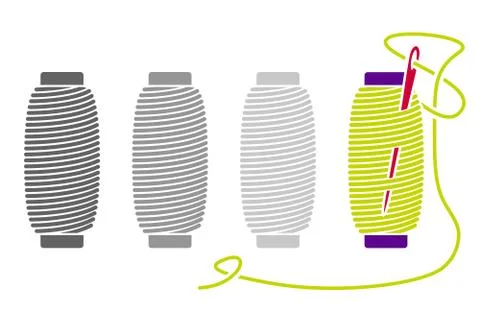 Icon Sewing Thread on Spools. Vector Isolated Coil. Silhouette Stock Illustration