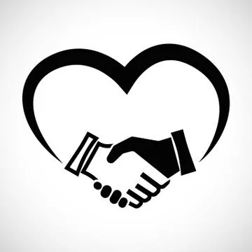 Icon Shape Handshake with heart Stock Illustration