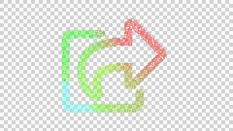 Icon share square is made up of LED square shapes. There are bright diodes and Illustrazione stock