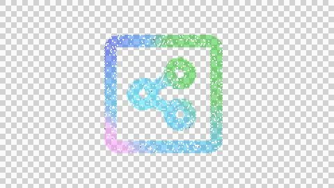 Icon share square is made up of LED square shapes. There are bright diodes and Illustrazione stock