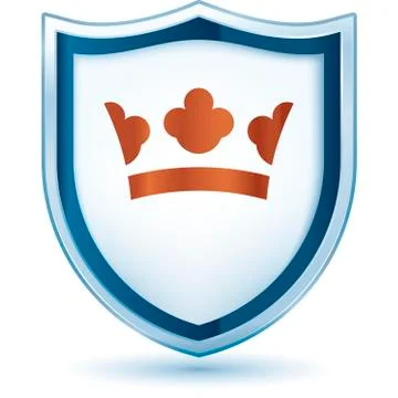 Icon of shield and crown in realistic style. 스톡 일러스트