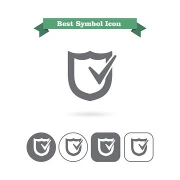 Icon of shield with checkmark 스톡 일러스트