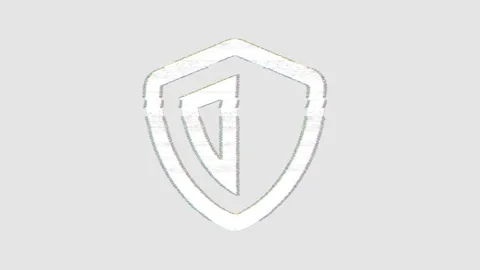 Icon shield is distorted. Glitch. Noise, chromatic aberration, geometric Stock Footage 304257821