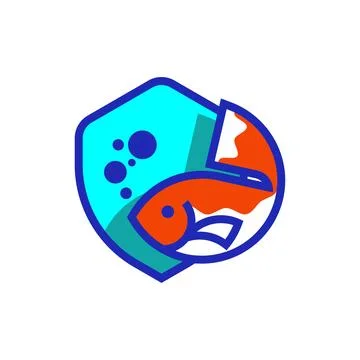 Icon Shield Fish Logo Stock Illustration