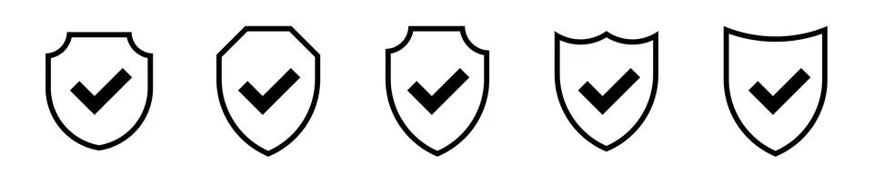 Icon shield line check mark. Stock Illustration