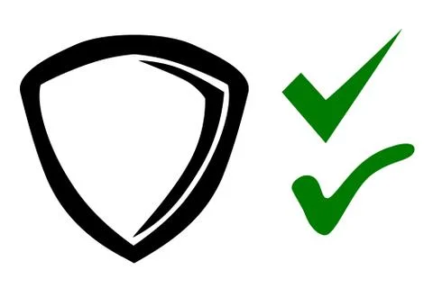 Icon Shield or protection true and false symbol, Simple Vector Doodle hand dr Stock Illustration