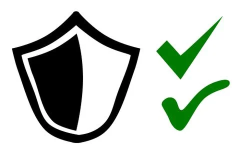 Icon Shield or protection true and false symbol, Simple Vector Doodle hand dr Stock Illustration