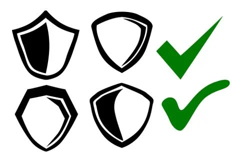 Icon Shield or protection true and false symbol, Simple Vector Doodle hand dr Stock Illustration