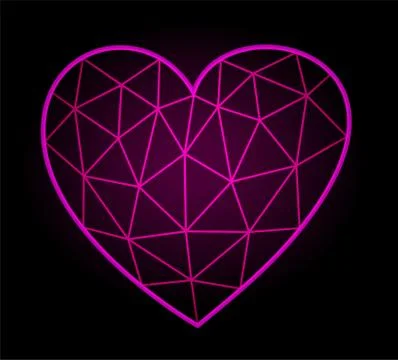 Icon with shiny pink low poly heart shape Stock Illustration
