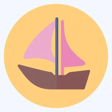 Icon Ship I - Flat Style - Simple illustration,Editable stroke Stock Illustration