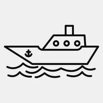 Icon ship. Transportation elements. Icons in line style. Good for prints, p.. Stock Illustration