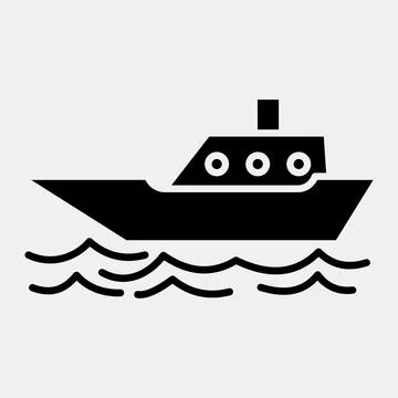 Icon ship. Transportation elements. Icons in glyph style. Good for prints, .. Stock Illustration