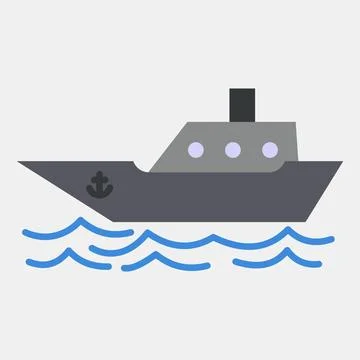Icon ship. Transportation elements. Icons in flat style. Good for prints, p.. Stock Illustration