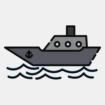 Icon ship. Transportation elements. Icons in filled line style. Good for pr.. 스톡 일러스트