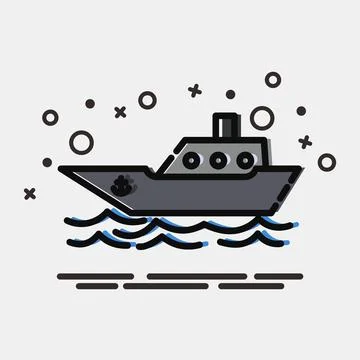 Icon ship. Transportation elements. Icons in MBE style. Good for prints, po.. Stock Illustration