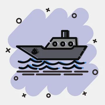 Icon ship. Transportation elements. Icons in comic style. Good for prints, .. Illustrazione stock