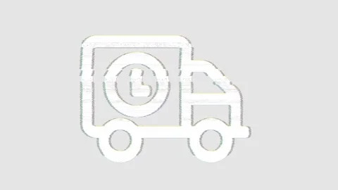 Icon shipping timed is distorted. Glitch. Noise, chromatic aberration, geometric Stock Footage 306866021