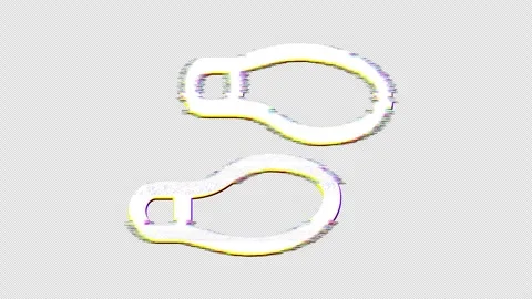 Icon shoe prints is distorted. Glitch. Noise, chromatic aberration, geometric Video stock 304258182