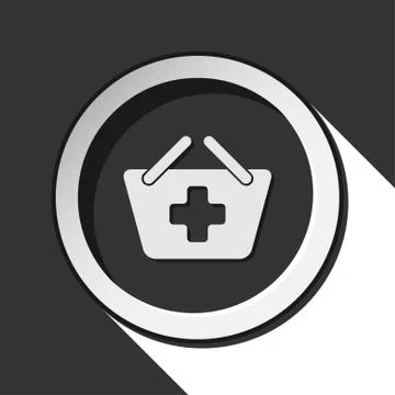 Icon - shopping basket plus with shadow Stock Illustration