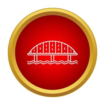 Icon showing bridge structure over water in red circle Ilustração Stock