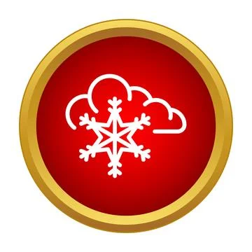 Icon showing a cloud with a snowflake on a red button Stock Illustration