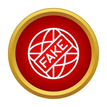 Icon showing a global network with a red fake stamp across it Stock Illustration