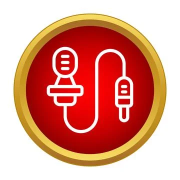 Icon showing a lavalier microphone with cable Stock Illustration