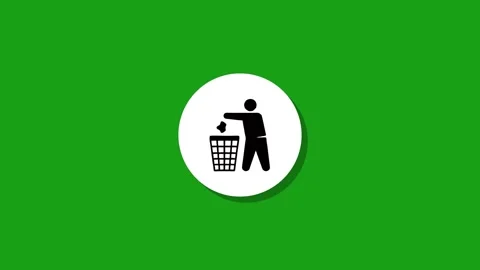 Icon showing person throwing garbage in trash bin on green screen backgroun.. Stock Footage 327762617