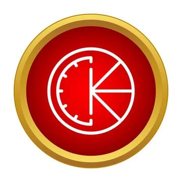 Icon showing a red circular clock with a pie chart Illustrazione stock