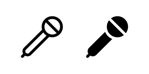 An icon showing the side view of a dynamic microphone, useful for audio gea.. Stock Illustration