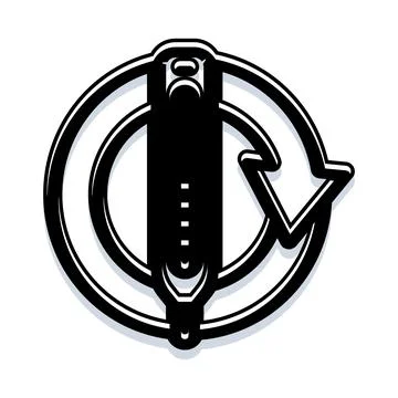 Icon showing thermometer inside circular arrow Ilustração Stock
