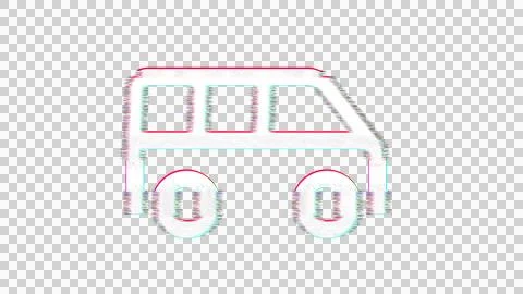 Icon shuttle van is distorted. Glitch. Noise, chromatic aberration, geometric Stock Illustration