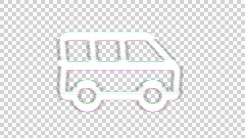 Icon shuttle van is distorted. Glitch. Noise, chromatic aberration, geometric Stock Illustration