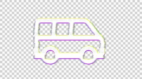 Icon shuttle van is distorted. Glitch. Noise, chromatic aberration, geometric Stock Illustration
